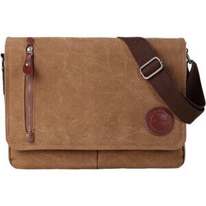 Vintage Canvas Satchel Messenger Bag for Men Women,Travel Shoulder bag 13.5"